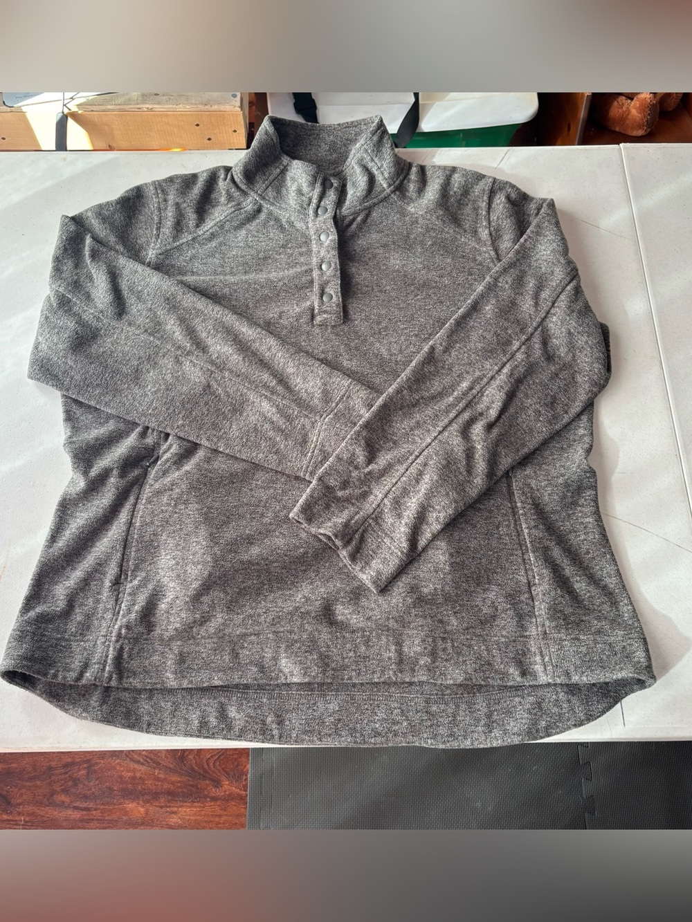 Duluth Trading Co Women’s Fleece Snap Pullover Charcoal Gray 2XL w/ Thumbholes